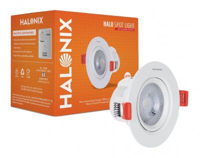 Halonix 12W Neutral White Adjustable Halo led Spot Light | Compact Design with 120° Beam Angle | Recessed Down Light for False Ceiling | Cutout - 4.5 inch | Pack of 1