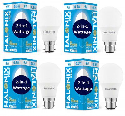 HALONIX 2 in 1 All Rounder 9W,0.5W B22 Led Bulb Cool White & Off White,Pack of 4