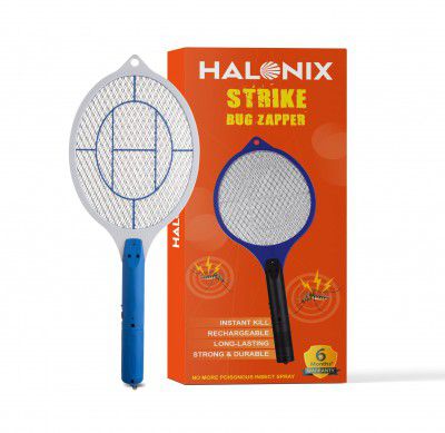Halonix Bug Zapper Anti-Mosquito Racquet, Insect Killer Bat with Rechargeable 400 mAh Battery | Mosquito bat | Fly swatter | Blue