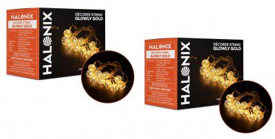 Halonix Decorer Glowly Gold 15 Bright Led String Light (Warm White, 4 Meters, Pack 2)
