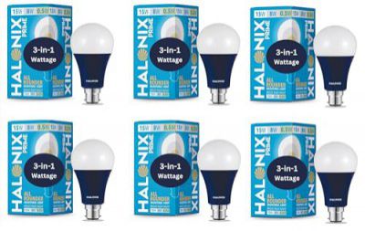 Halonix Dimmable 15W,8W,0.5W Led Bulb| Multi-Wattage Led Bulb (Pack Of 6, White & Yellow)