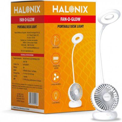 HALONIX Fan-o-Glow Study with Fan Study Lamp (20 cm, White)