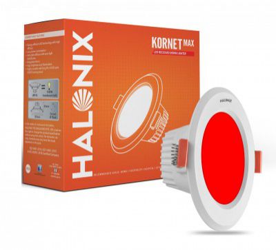 Halonix Polycarbonate 5.5W Red Kornet Junction Box led Downlighter|Cut Out- 3 inch, Dia- 4.13, Height- 1.96 inch |Pack of 1, Red.
