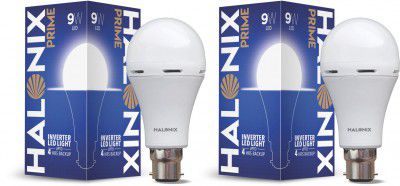 Halonix Rechargeable Emergency Inverter LED Bulb B22 9-Watt - White Pack of 2