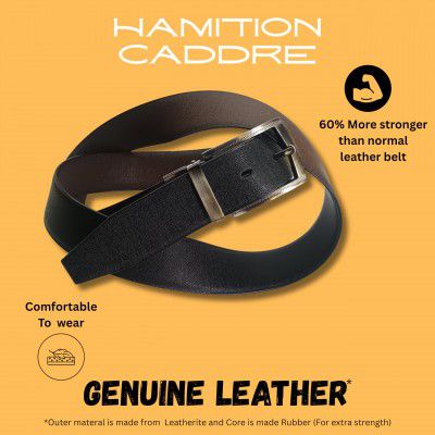 HAMITION CADDRE Vegan Leather Formal / Casual Reversible Belt For Men/Boys (30-40") Black-Brown