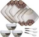 Hamlay Pack of 12 Melamin Hamlay Melamine Dinner Set Dinner Set  (Brown, White)...