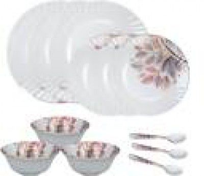 Hamlay Pack of 12 Melamin Melamine Dinner Set Dinner Set  (Beige, White)