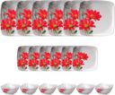 Hamlay Pack of 18 Melamin Red Marigold 18 pcs Dinner Set (Red, White, Multicolor)...