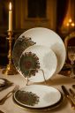 Hamlay Pack of 41 Melamin Dinner Set  (Green, White)...