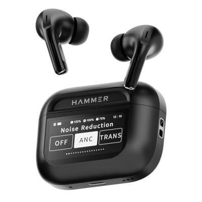HAMMER Screen TWS, ANC (32dB), Smart Touch Display True Wireless Buds