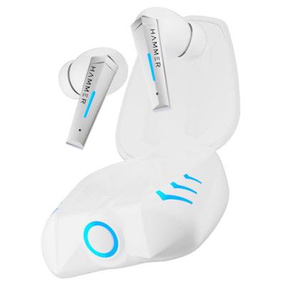 HAMMER Arcade True Wirelss Gaming Earbuds with Rgb Lights, 50Ms Low Latency, Type-C Charging, Ipx5, Deep Bass, 20H Playtime, Bluetooth V5.3, Made in India (White) - in Ear