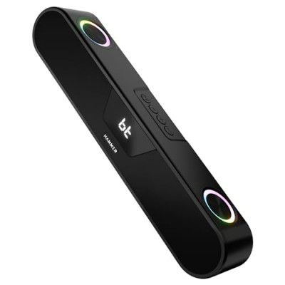 HAMMER Beatbox Bluetooth Soundbar 24W Output, RGB Lights, AUX, USB, TF Card & TWS Connectivity, BT Speaker (Black)