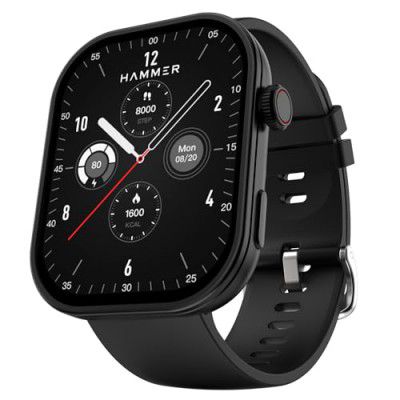 Hammer Tussle 2.01" HD Display Smart Watch, Bluetooth Calling, Rotating Crown, Voice Assistant, In-Built Games, Smart Notifications, Customized Watchfaces, Sports Mode, DND, Raise to Wake Powder B