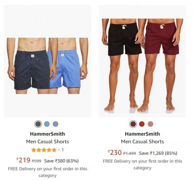 HammerSmith Men Casual Shorts Pack of 2 at Up to 85% off
