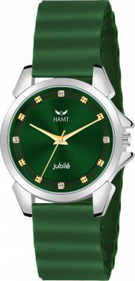 hamt Green Dial Display Ocean Silcone Strap Analogue Watch for Women
