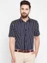 Hancock Men Navy Blue & White Regular Fit Striped Formal Shirt...
