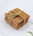 Hand Carved Brown Mango Wood (Set of 4) Table Coaster...