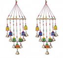 Handcraft Rajasthani Wooden Colored Bells Desing Wall Hanging Decorative showpice (Set of 2 Piece)...