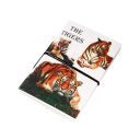 Handicrafts Paradise Hand Made Unrulled Paper Notebook Journal Sketch Book with Tiger Design On The Cover 7.75 Inch X 5.25 Inch...