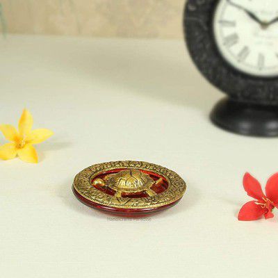 Handicrafts Paradise Tortoise in Metal and Red Glass