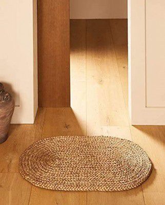 Handloom Handcrafted Oval Natural Jute Mat | Door Mat Rug/Mat for Entrance, Oval Shape (16 x 24 Inch, Beige)