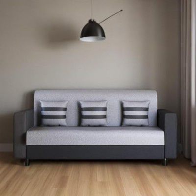 HANDWOOD FURNITURE 3 Seater Fabric Sofa Set for Living Room Furniture | Fabric 3 Seater Sofa Set | Sofa for Home & Office | Fabric Color:- Grey & Black