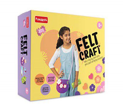 Handycrafts - Felt Craft , Art and Craft Kit , Makebags, Phone Sleeve, Pencil Pouch, keyrings , 5 Years +