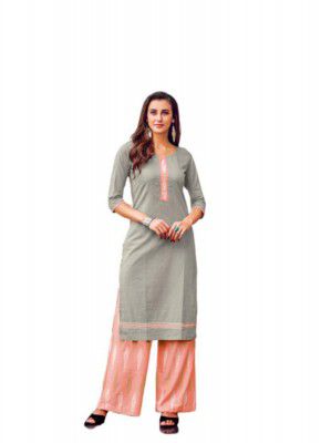 Haneet Collection Womens Long Embroidered Kurti with Palazzo
