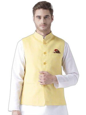 hangup Mens Waistcoat (Linen_Basket_Yellow_42_Yellow_42)