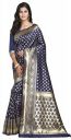 HanuShri Art Silk Floral Print Banarasi Saree with Blouse Piece...