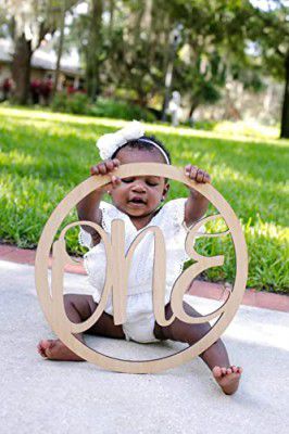 Haoser Set of 1 First Birthday Photoshoot Props,Baby Photoshoot Props,1st Birthday One Sign One Banner Photo Prop for Baby Shower Party Decorations (12 INCH) (12 INCH)