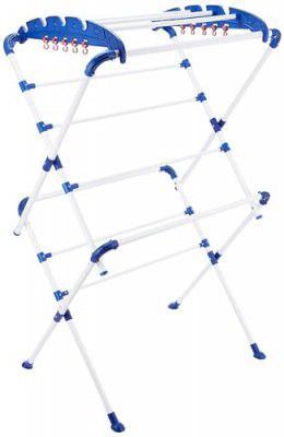 Happer Premium Clothes Stand for Drying Wheels | 2 Layer Rack for Balcony | 13 Hanger Rods and 10 Additional Hooks