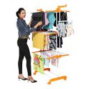 Happer Premium Clothes Stand for Drying with Wheels | Portable | 3 Layer Rack for Balcony | Foldable Wings | 24 Hanger Rods | Anti Rust Steel Metal (Orange | Prince Jumbo)...