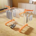 Happer Premium Double Supported Cloth Drying Rack | Foldable and Movable | 14 Hanger Rods | Mini Jumbo |White & Orange...