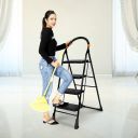 Happer Premium PVC Foldable 4 Steps Ladder Clamber (Black & Orange)...