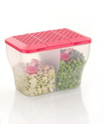 HAPPI Multipurpose Plastic 2 in 1 Masala Box 2000 Ml with 2 Spoons(Pink)
