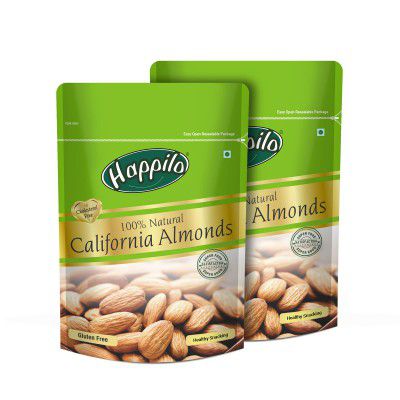 Happilo 100% Natural Premium Dried California Almonds 200g (Pack of 2)