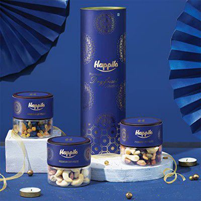 Happilo Dry Fruit Celebration Gift Tin Box Macaw 285g, Ideal for Diwali, Rakhi and Festive Gifting, Hamper For Corporate Gifts, Family, Friends, Office Clients Occasion, New year, Functions