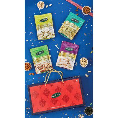 Happilo Dry Fruit Celebrations Valentines Day Gift Box Iris For Corporate Gifts | Family, Friends, Office Clients Occasion, Celebration, New year, Function, Gift | - California Almonds, Premium Cashew
