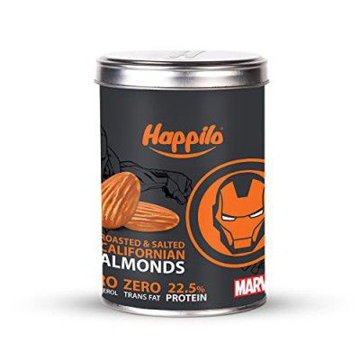Happilo Marvel Roasted & Salted Californian Almonds 150g, Iron Man Edition High Protein Dry Fruit Snack, Super Healthy Crunchy Nuts