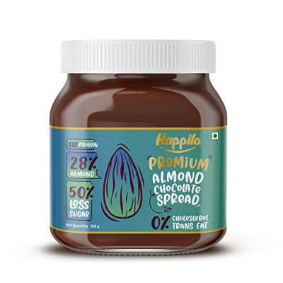 Happilo Premium Almond Chocolate Spread, Delicious and Low-Carb Chocolate Spread with Goodness of California Almonds, High Protein Low Sugar Sweet Dessert, Smooth & Creamy Guilt-Free Diet Snack, No Ch