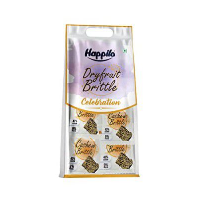 Happilo Premium Cashew Brittle Valentine's Day Gift Box 204g (17gX12), Protein Rich, Sweets, Tasty and Crunchy, Delicious and Healthy Snack