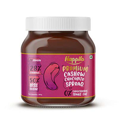 Happilo Premium Cashew Chocolate Spread, Delicious and Low-Carb Chocolate Spread with Goodness of Cashews, 350g
