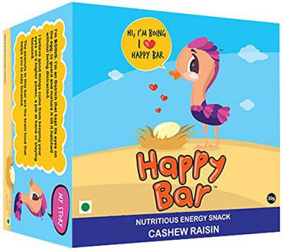 Happy Bar - Cashew Raisin Energy Bar, 30g X 6 Bars