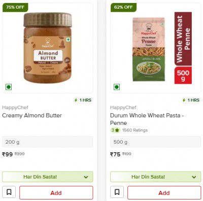Bigbasket loot : Happychef grocery Upto 75% Off