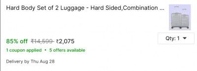 Shopsy : Hard Body Set of 2 Luggage - Hard Sided,Combination Lock,8 Wheel Trolley Bag 