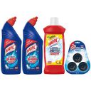 Harpic Disinfectant Toilet Cleaner Liquid, Original - 1 L (Pack of 2) & Disinfectant Bathroom Cleaner Liquid, Lemon - 1L & Flushmatic In-Cistern Toilet Cleaner Blocks, Marine - 150 g...