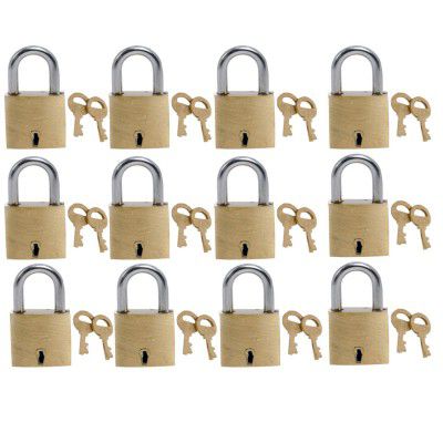 Harrison A-1-0001_PK 12 Brass 3 Levers Padlock with 2 Keys (Pack of 12)