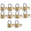 Harrison Brass 3 Levers Padlock with 2 Keys - A-1-0001 (Pack of 10) Brass Finish...