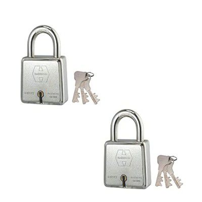 Harrison Swift (Hardened)-0229_PK 2 Steel 9 Levers Padlock with 3 Keys (Pack of 2), Silver